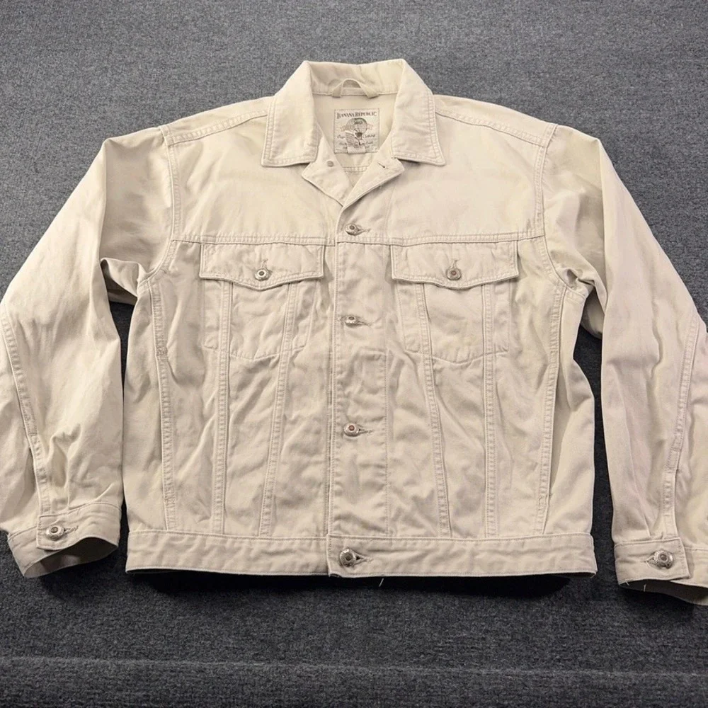 Vintage Banana Republic Adventure Outfitters Travel Jacket Khaki Cotton Small